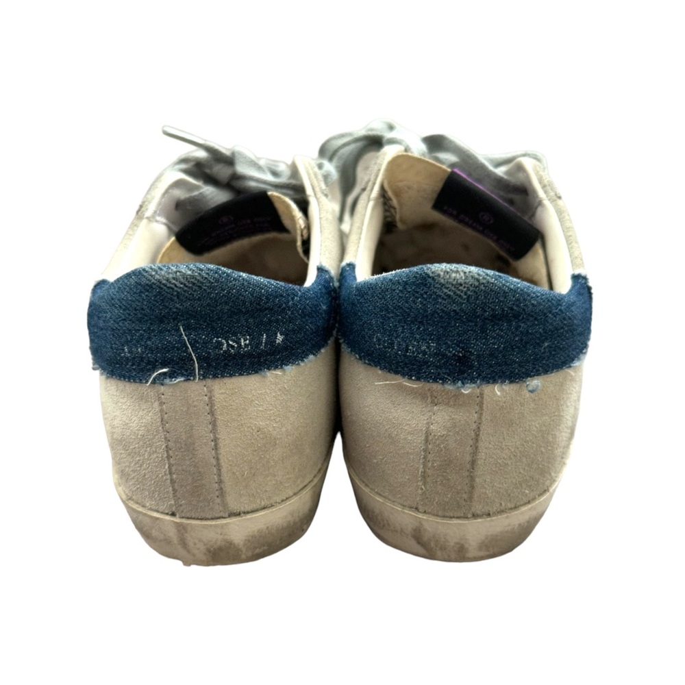 Golden Goose Denim Trimmed Snakeskin Leather Superstar Sneakers Gray Purple - Picture 6 of 11